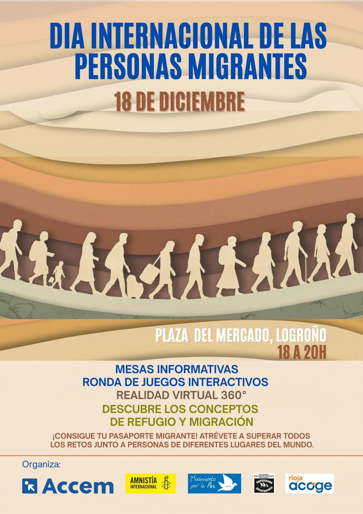 Cartel de la jornada del día internacional de las personas migrantes